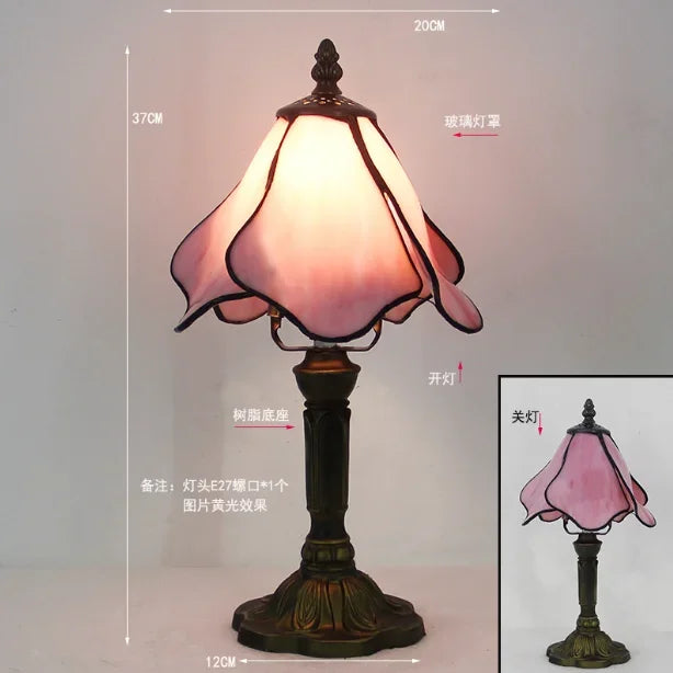 Lampada da tavolo vintage in vetro rosa pallido