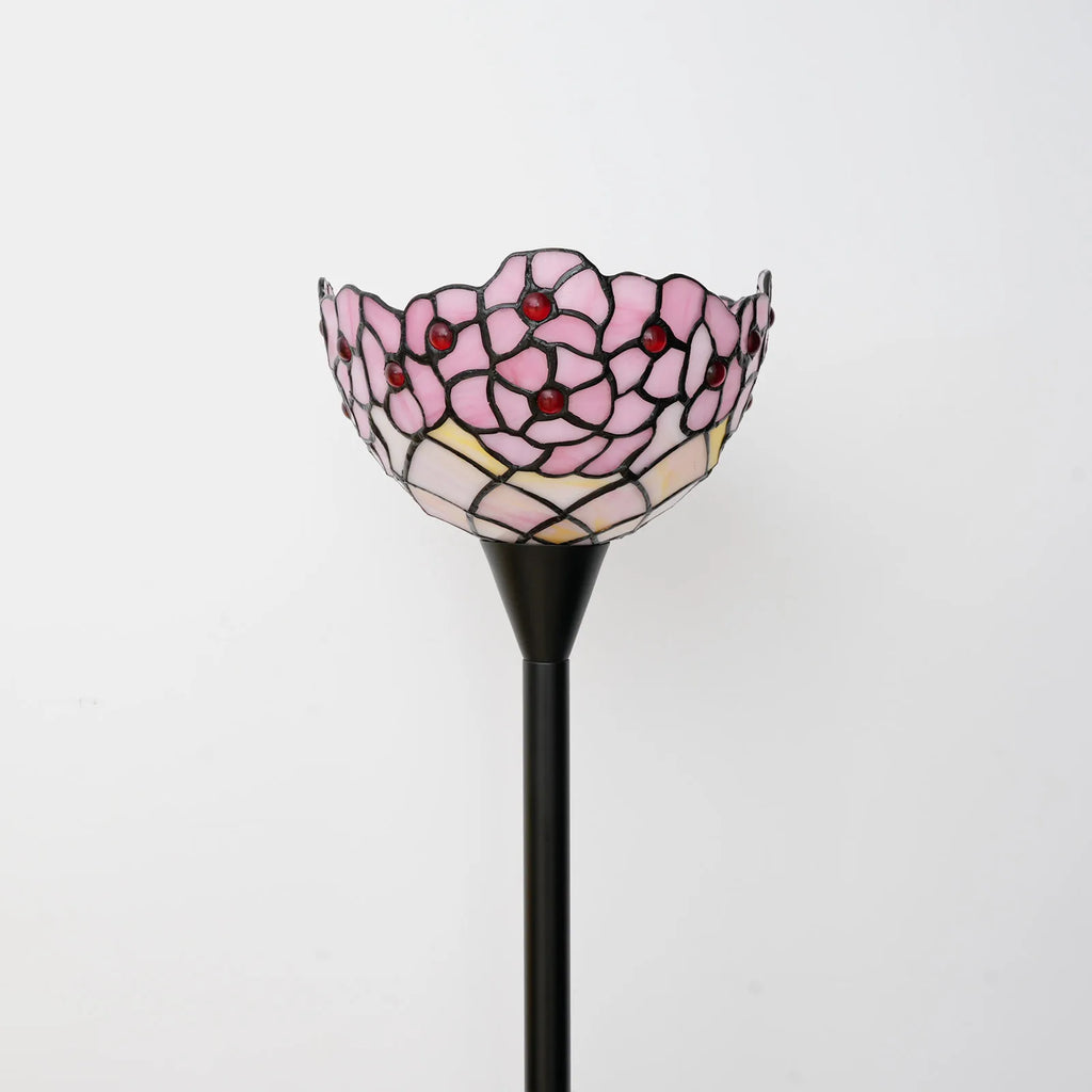 Lampada da terra a forma di libellula in vetro colorato in stile Tiffany